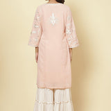 Tender Peach Jashn Embroidered Kurta - Lakshita