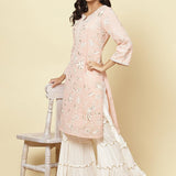 Tender Peach Jashn Embroidered Kurta - Lakshita