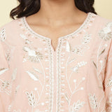 Tender Peach Jashn Embroidered Kurta - Lakshita