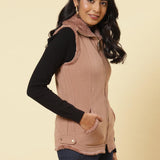 Tender Peach Fleece Zipper Jacket - Lakshita