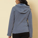 Ice Blue Fleece Zipper Jacket - Lakshita