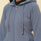 Ice Blue Fleece Zipper Jacket - Lakshita