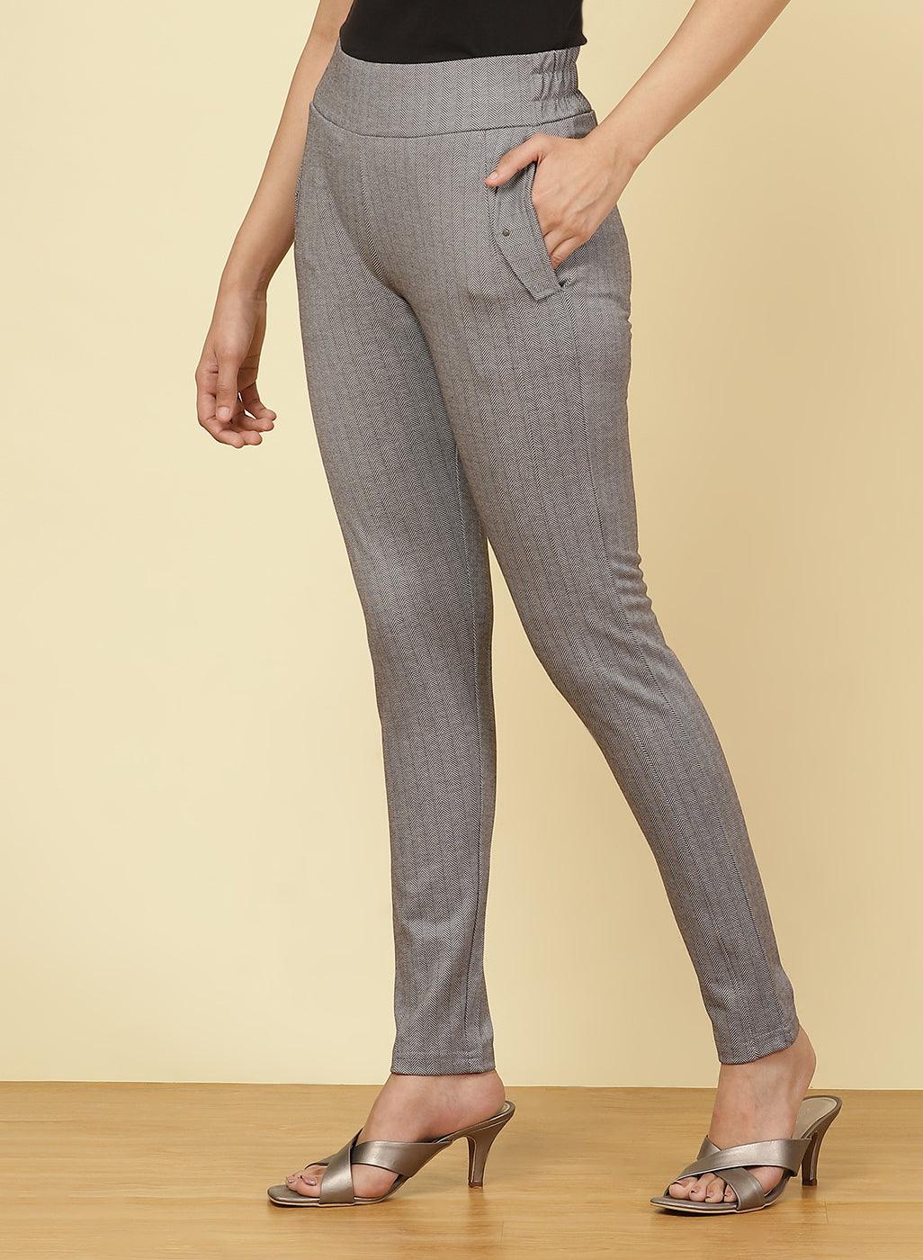 Slate Grey Essential Solid Jeggings - Lakshita