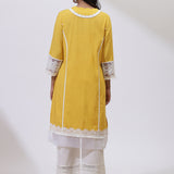 Daisy Yellow Alora Collection Kurta With Lace Detail