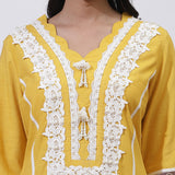 Daisy Yellow Alora Collection Kurta With Lace Detail