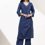 Blue Alora Collection Kurta Set With Embroidery