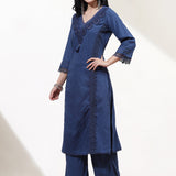 Blue Alora Collection Kurta Set With Embroidery