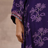 Full Sleeves Purple Floral Print Dhaage Collection Kurta With Embroidery