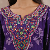Purple Floral Print Dhaage Collection Kurta With Embroidery From Lakshita