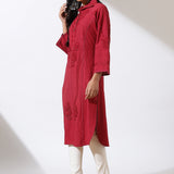 Maroon Solid Kurta