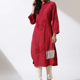 Maroon Solid Kurta