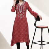 Maroon Dhaage Collection Kurta With Embroidery