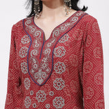 Maroon Dhaage Collection Kurta With Embroidery