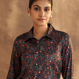 Teal Night Short Shirt - Lakshita