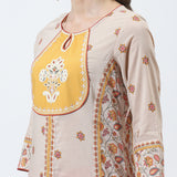 Beige Dhaage Collection Embroidered Kurta With Tassel Detailing