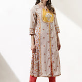 Beige Dhaage Collection Embroidered Kurta With Tassel Detailing