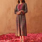 Grey Dhaage Collection Printed Kurta With Sequins