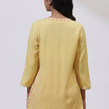 Yellow Phool Collection Kurti With Multi-Colour Embroidery