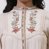 Pearl White Floral Embroidered Nargis Tunic