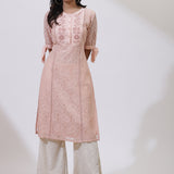 Pink Floral Nargis Kurta with Embroidery