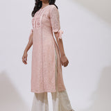 Pink Floral Nargis Kurta with Embroidery