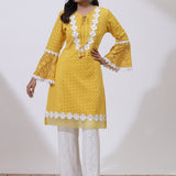 Daisy Yellow Phool Collection Schiffli Kurta