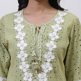 Grass Green Phool Collection Schiffli Kurta