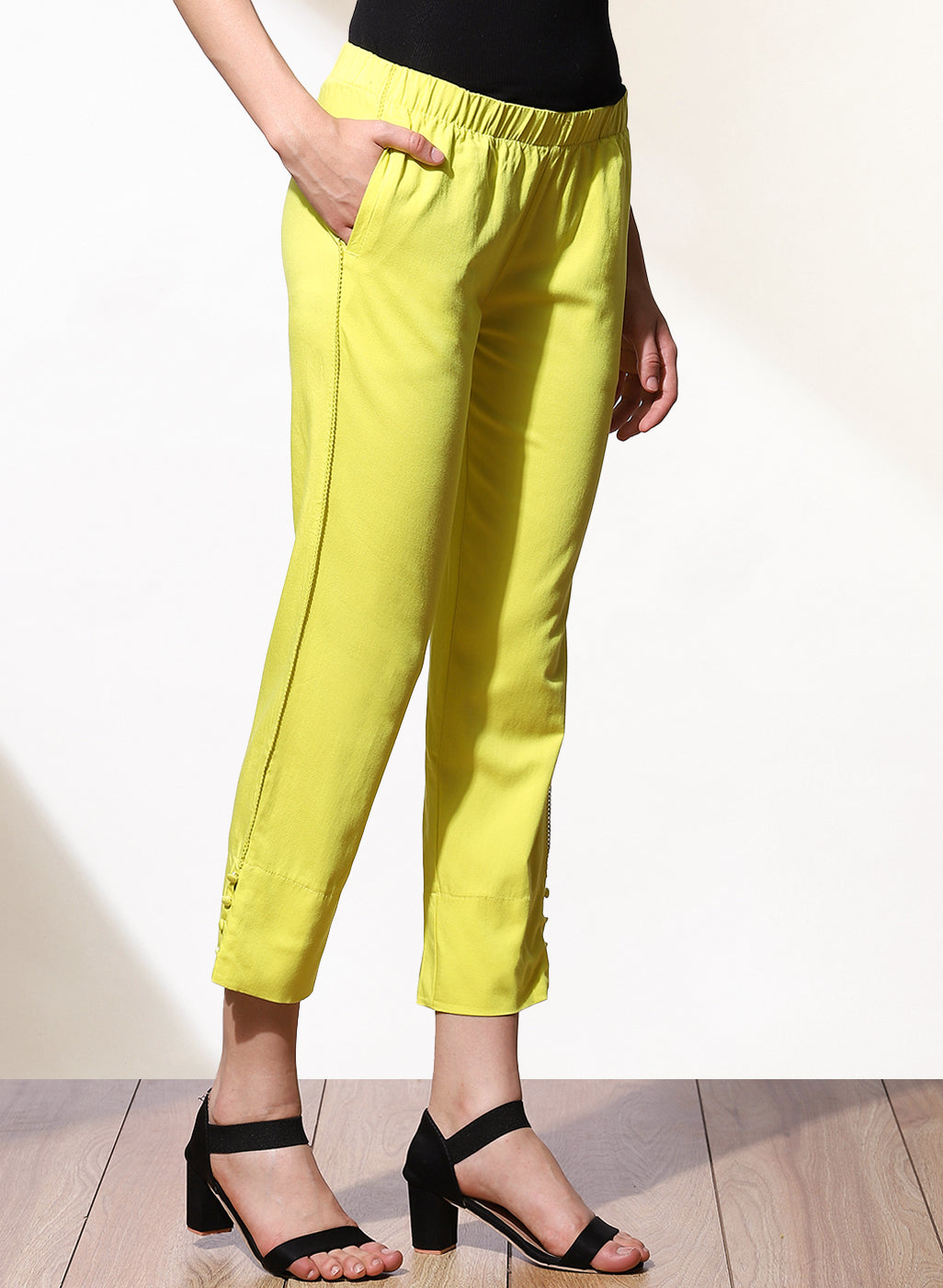 Mustard Capri In Solid Color-21SPT0224B-2C – Lakshita