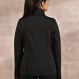 Black Fleece Jacket with Decorative Stitch on Front - Lakshita