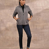 Grey High-neck Long Sleeve Sherpa Fur Jacket - Lakshita