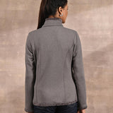 Grey High-neck Long Sleeve Sherpa Fur Jacket - Lakshita