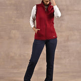 Red Zip-front Sleeveless Fur Jacket - Lakshita