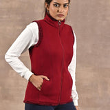 Red Zip-front Sleeveless Fur Jacket - Lakshita