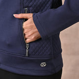 Navy Blue Quilted Jacket with Zipper Detail - Lakshita