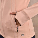 Peach Long-sleeve Jacket with Decorative Cuts - Lakshita