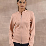 Peach Long-sleeve Jacket with Decorative Cuts - Lakshita