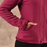 Dark Pink High-neck Jacket with Fur Details - Lakshita