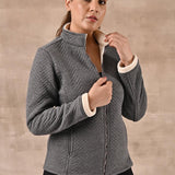 Grey Quilted Zipper Jacket with Slip Pockets - Lakshita