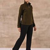 Olive Zip-front High-neck Regular Jacket with Pockets - Lakshita