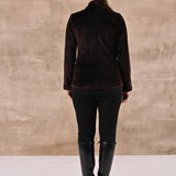 Brown Corduroy High Neck Jacket with Button Detailing - Lakshita