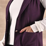 Purple Sleeveless Trench Coat with Notch Collar - Lakshita