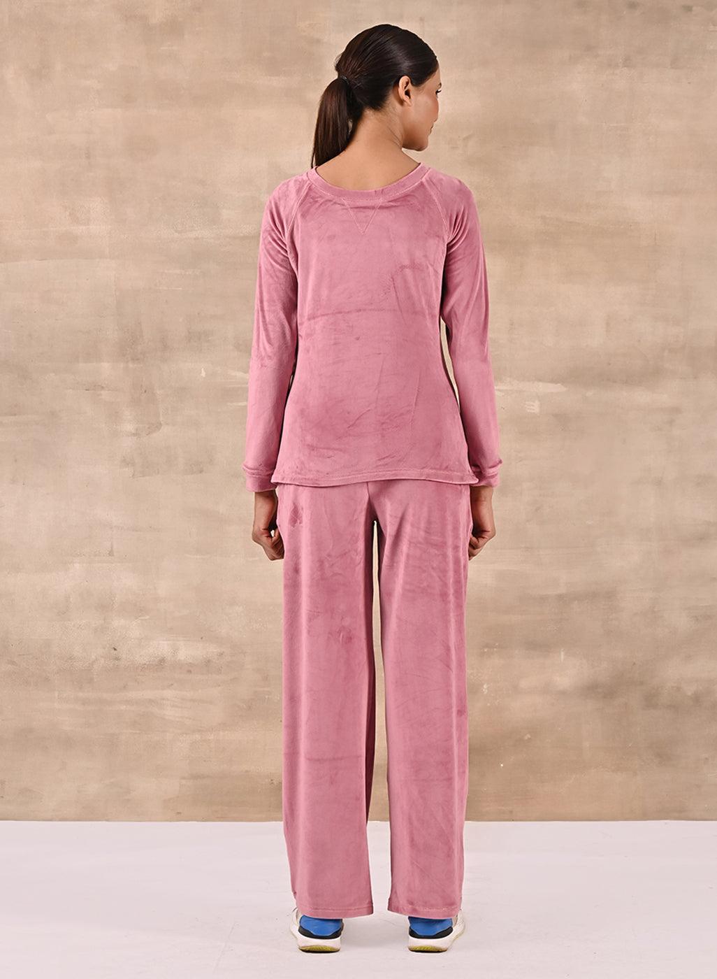 Baby Pink Round Neck Track Suit - Lakshita