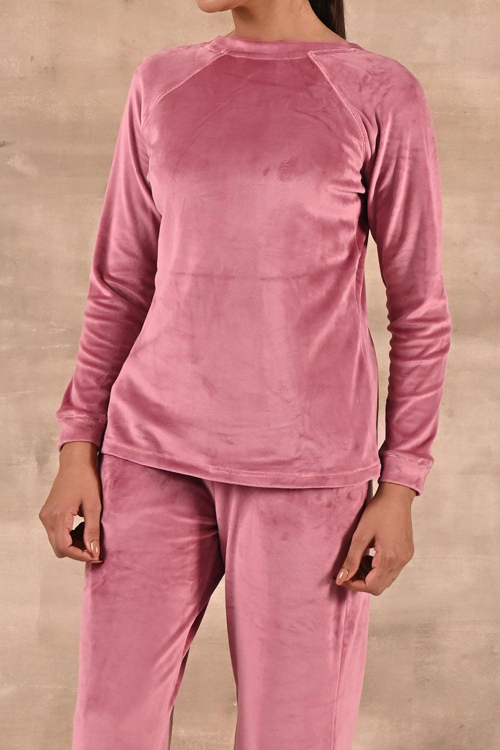 Baby Pink Round Neck Track Suit - Lakshita