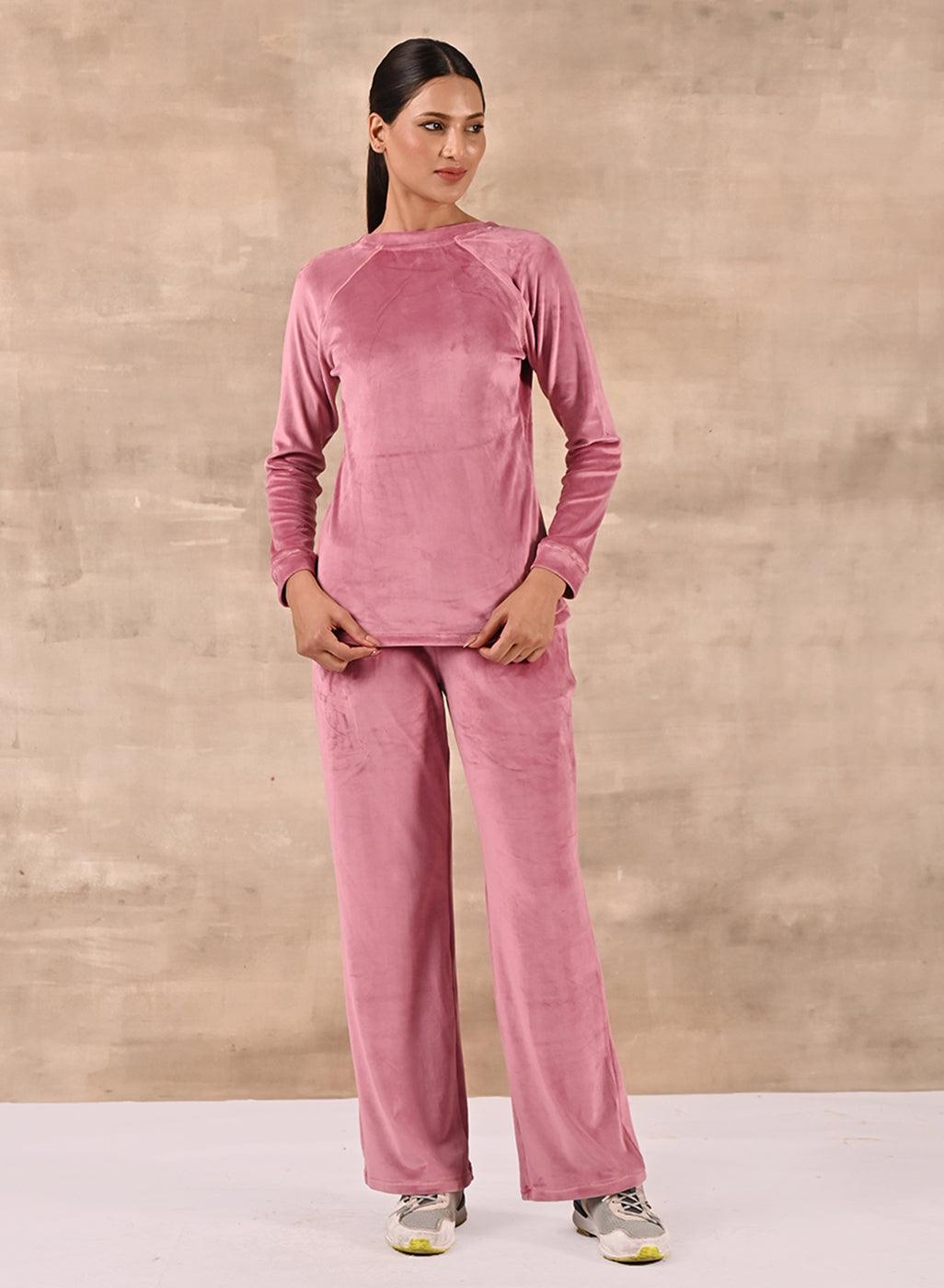 Baby Pink Round Neck Track Suit - Lakshita