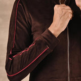 Brown Tracksuit with Classic Collar and Zip Closure - Lakshita