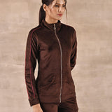 Brown Tracksuit with Classic Collar and Zip Closure - Lakshita