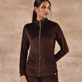 Brown Tracksuit with Classic Collar and Zip Closure - Lakshita