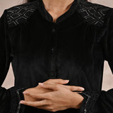 Black Velvet Tunic with Cut Work & Hand Embroidery - Lakshita