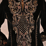 Black Velvet Kurta With Geometrical Sequins Work - Lakshita