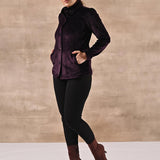 Purple Corduroy High Neck Jacket with Button Detailing - Lakshita